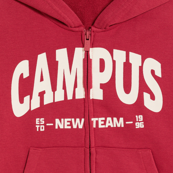 سويت شورت (كنزة) بغطاء للرأس، باللون الأحمر للفتيان.